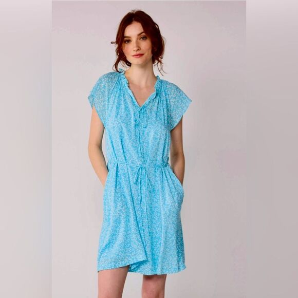 Draper James RSVP Keyhole Pleat Neck Turquoise Cottagecore Dress Size XXL - Picture 1 of 8